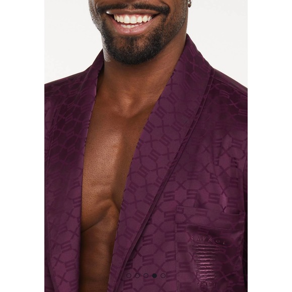 NEW SAVAGE X FENTY Smoking Jacket ROBE SIGNATURE LATE Night Purple SZ M - Picture 3 of 10